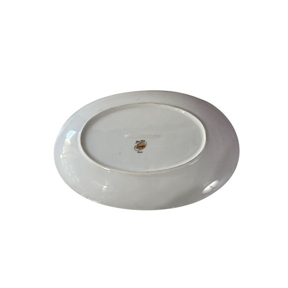 Sango Fine China Pallas Pattern 12 Inch Serving Platter Silver Rim Dinnerware - Picture 2 of 5